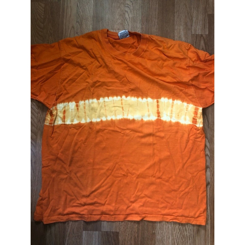 Liquid Blue Men's Orange Yellow Tie-Dye Tee Shirt Size L